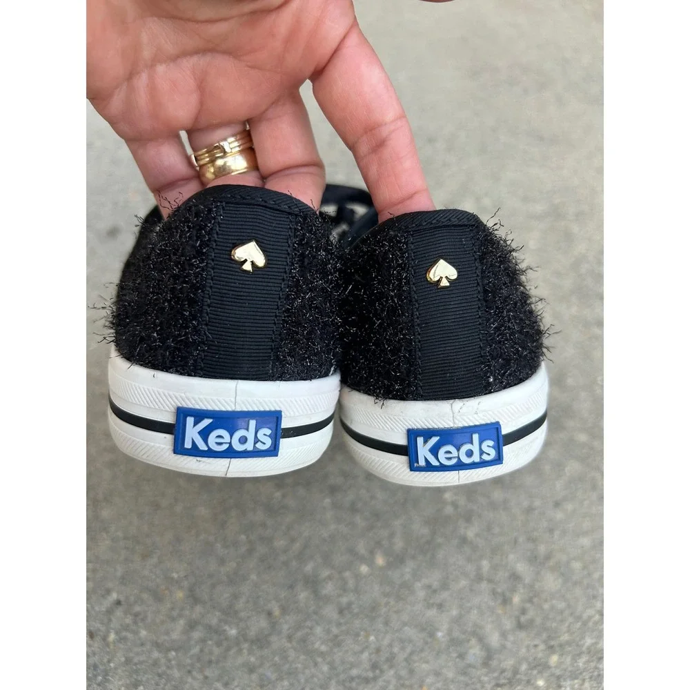 Keds x Kate Spade New York sparkle tinsel fuzzy Kickstart velvet laces sneakers